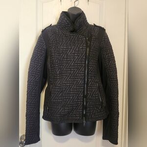 Zella Black Quilted Moto-Style Bomber Jacket Size Large EUC